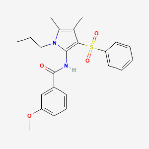 molecular formula C23H26N2O4S B11304010 N-[4,5-dimethyl-3-(phenylsulfonyl)-1-propyl-1H-pyrrol-2-yl]-3-methoxybenzamide 