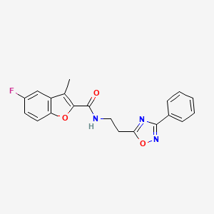 molecular formula C20H16FN3O3 B11304055 5-fluoro-3-methyl-N-[2-(3-phenyl-1,2,4-oxadiazol-5-yl)ethyl]-1-benzofuran-2-carboxamide 