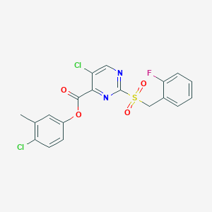 4-Chloro-3-methylphenyl 5-chloro-2-[(2-fluorobenzyl)sulfonyl]pyrimidine-4-carboxylate