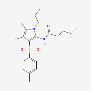 molecular formula C21H30N2O3S B11304179 N-{4,5-dimethyl-3-[(4-methylphenyl)sulfonyl]-1-propyl-1H-pyrrol-2-yl}pentanamide 