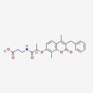 molecular formula C24H25NO6 B11304199 N-{2-[(3-benzyl-4,8-dimethyl-2-oxo-2H-chromen-7-yl)oxy]propanoyl}-beta-alanine 