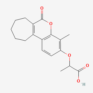 molecular formula C18H20O5 B11304207 2-[(4-Methyl-6-oxo-6,7,8,9,10,11-hexahydrocyclohepta[c]chromen-3-yl)oxy]propanoic acid 