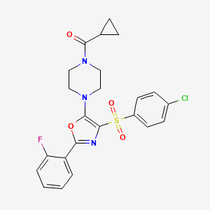 molecular formula C23H21ClFN3O4S B11304214 (4-{4-[(4-Chlorophenyl)sulfonyl]-2-(2-fluorophenyl)-1,3-oxazol-5-yl}piperazin-1-yl)(cyclopropyl)methanone 