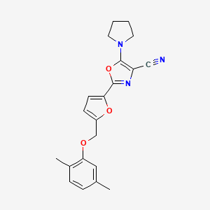 2-{5-[(2,5-Dimethylphenoxy)methyl]furan-2-yl}-5-(pyrrolidin-1-yl)-1,3-oxazole-4-carbonitrile