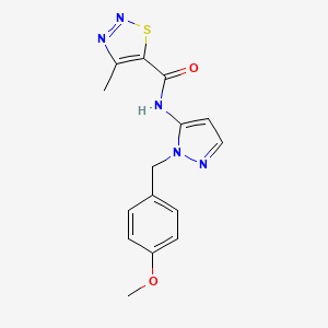 molecular formula C15H15N5O2S B11304305 N-[1-(4-methoxybenzyl)-1H-pyrazol-5-yl]-4-methyl-1,2,3-thiadiazole-5-carboxamide 