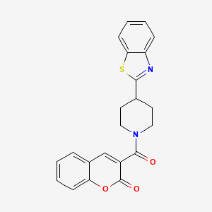 molecular formula C22H18N2O3S B11304326 3-(4-(benzo[d]thiazol-2-yl)piperidine-1-carbonyl)-2H-chromen-2-one 