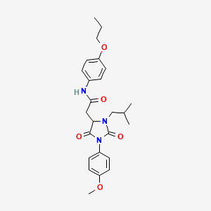 2-[1-(4-methoxyphenyl)-3-(2-methylpropyl)-2,5-dioxoimidazolidin-4-yl]-N-(4-propoxyphenyl)acetamide