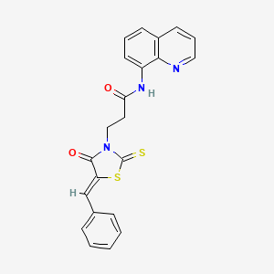 molecular formula C22H17N3O2S2 B11304398 3-[(5Z)-5-benzylidene-4-oxo-2-thioxo-1,3-thiazolidin-3-yl]-N-(quinolin-8-yl)propanamide 