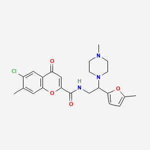 molecular formula C23H26ClN3O4 B11304406 6-chloro-7-methyl-N-[2-(5-methylfuran-2-yl)-2-(4-methylpiperazin-1-yl)ethyl]-4-oxo-4H-chromene-2-carboxamide 