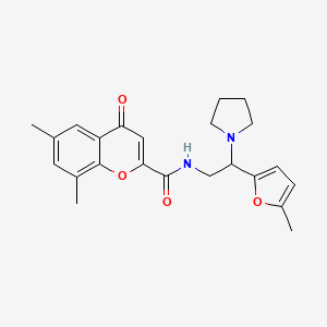 molecular formula C23H26N2O4 B11304415 6,8-dimethyl-N-[2-(5-methylfuran-2-yl)-2-(pyrrolidin-1-yl)ethyl]-4-oxo-4H-chromene-2-carboxamide 