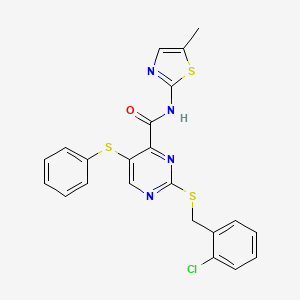 2-[(2-chlorobenzyl)sulfanyl]-N-(5-methyl-1,3-thiazol-2-yl)-5-(phenylsulfanyl)pyrimidine-4-carboxamide