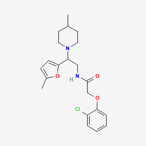 molecular formula C21H27ClN2O3 B11304422 2-(2-chlorophenoxy)-N-[2-(5-methylfuran-2-yl)-2-(4-methylpiperidin-1-yl)ethyl]acetamide 