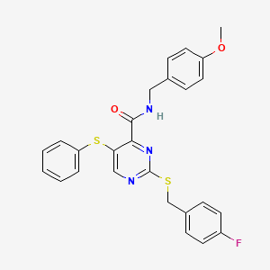 2-[(4-fluorobenzyl)sulfanyl]-N-(4-methoxybenzyl)-5-(phenylsulfanyl)pyrimidine-4-carboxamide