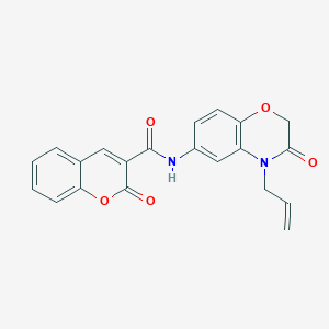 molecular formula C21H16N2O5 B11304504 2-oxo-N-[3-oxo-4-(prop-2-en-1-yl)-3,4-dihydro-2H-1,4-benzoxazin-6-yl]-2H-chromene-3-carboxamide 