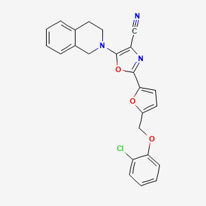 molecular formula C24H18ClN3O3 B11304520 2-{5-[(2-chlorophenoxy)methyl]furan-2-yl}-5-(3,4-dihydroisoquinolin-2(1H)-yl)-1,3-oxazole-4-carbonitrile 