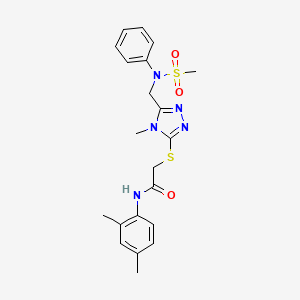 molecular formula C21H25N5O3S2 B11304525 N-(2,4-dimethylphenyl)-2-[(4-methyl-5-{[(methylsulfonyl)(phenyl)amino]methyl}-4H-1,2,4-triazol-3-yl)sulfanyl]acetamide 