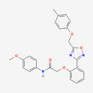 molecular formula C25H23N3O5 B11304534 N-(4-methoxyphenyl)-2-(2-{5-[(4-methylphenoxy)methyl]-1,2,4-oxadiazol-3-yl}phenoxy)acetamide 