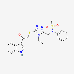 N-[(4-ethyl-5-{[2-(2-methyl-1H-indol-3-yl)-2-oxoethyl]sulfanyl}-4H-1,2,4-triazol-3-yl)methyl]-N-phenylmethanesulfonamide