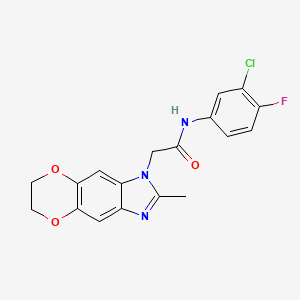 N-(3-chloro-4-fluorophenyl)-2-(2-methyl-6,7-dihydro-1H-[1,4]dioxino[2,3-f]benzimidazol-1-yl)acetamide