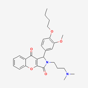 molecular formula C27H32N2O5 B11304609 1-(4-Butoxy-3-methoxyphenyl)-2-[3-(dimethylamino)propyl]-1,2-dihydrochromeno[2,3-c]pyrrole-3,9-dione 