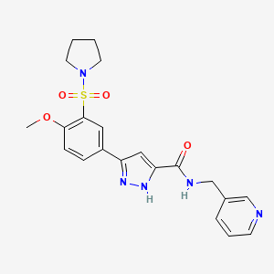 molecular formula C21H23N5O4S B11304665 5-[4-methoxy-3-(pyrrolidin-1-ylsulfonyl)phenyl]-N-(pyridin-3-ylmethyl)-1H-pyrazole-3-carboxamide 