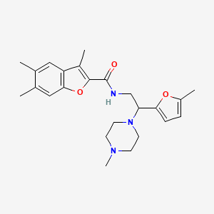 molecular formula C24H31N3O3 B11304675 3,5,6-trimethyl-N-[2-(5-methylfuran-2-yl)-2-(4-methylpiperazin-1-yl)ethyl]-1-benzofuran-2-carboxamide 