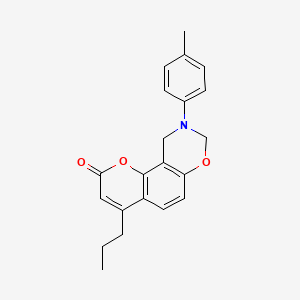 9-(4-methylphenyl)-4-propyl-9,10-dihydro-2H,8H-chromeno[8,7-e][1,3]oxazin-2-one