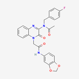 molecular formula C26H21FN4O5 B11304692 N-{4-[2-(1,3-benzodioxol-5-ylamino)-2-oxoethyl]-3-oxo-3,4-dihydroquinoxalin-2-yl}-N-(4-fluorobenzyl)acetamide 