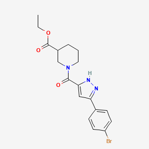 ethyl 1-[3-(4-bromophenyl)-1H-pyrazole-5-carbonyl]piperidine-3-carboxylate