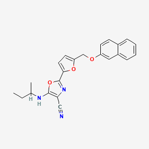 molecular formula C23H21N3O3 B11304825 5-(Butan-2-ylamino)-2-{5-[(naphthalen-2-yloxy)methyl]furan-2-yl}-1,3-oxazole-4-carbonitrile 