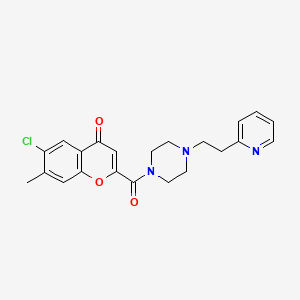 molecular formula C22H22ClN3O3 B11304837 6-chloro-7-methyl-2-({4-[2-(pyridin-2-yl)ethyl]piperazin-1-yl}carbonyl)-4H-chromen-4-one CAS No. 1018051-05-2