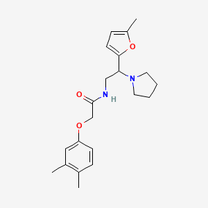 molecular formula C21H28N2O3 B11304845 2-(3,4-dimethylphenoxy)-N-[2-(5-methylfuran-2-yl)-2-(pyrrolidin-1-yl)ethyl]acetamide 