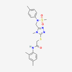 molecular formula C22H27N5O3S2 B11304849 N-(2,4-dimethylphenyl)-2-[(4-methyl-5-{[(4-methylphenyl)(methylsulfonyl)amino]methyl}-4H-1,2,4-triazol-3-yl)sulfanyl]acetamide 