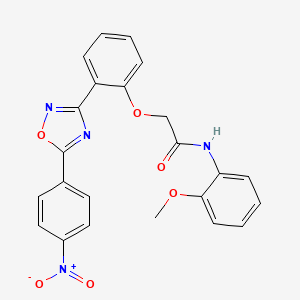 molecular formula C23H18N4O6 B11304888 N-(2-methoxyphenyl)-2-{2-[5-(4-nitrophenyl)-1,2,4-oxadiazol-3-yl]phenoxy}acetamide 