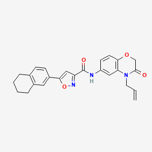 molecular formula C25H23N3O4 B11304908 N-[3-oxo-4-(prop-2-en-1-yl)-3,4-dihydro-2H-1,4-benzoxazin-6-yl]-5-(5,6,7,8-tetrahydronaphthalen-2-yl)-1,2-oxazole-3-carboxamide 