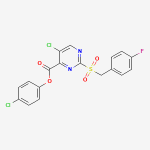 molecular formula C18H11Cl2FN2O4S B11304933 4-Chlorophenyl 5-chloro-2-[(4-fluorobenzyl)sulfonyl]pyrimidine-4-carboxylate 