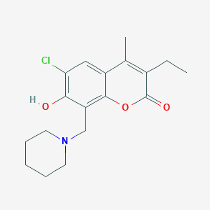 6-Chloro-3-ethyl-7-hydroxy-4-methyl-8-(piperidin-1-ylmethyl)chromen-2-one