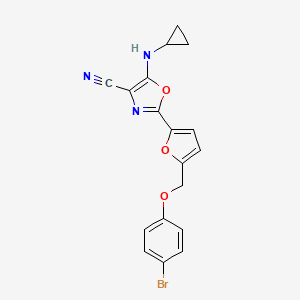 molecular formula C18H14BrN3O3 B11304957 2-{5-[(4-Bromophenoxy)methyl]furan-2-yl}-5-(cyclopropylamino)-1,3-oxazole-4-carbonitrile 