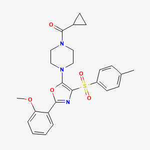 molecular formula C25H27N3O5S B11304997 Cyclopropyl(4-{2-(2-methoxyphenyl)-4-[(4-methylphenyl)sulfonyl]-1,3-oxazol-5-yl}piperazin-1-yl)methanone 