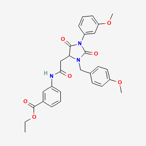 Ethyl 3-({[3-(4-methoxybenzyl)-1-(3-methoxyphenyl)-2,5-dioxoimidazolidin-4-yl]acetyl}amino)benzoate