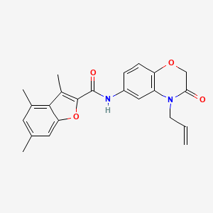 molecular formula C23H22N2O4 B11305019 3,4,6-trimethyl-N-[3-oxo-4-(prop-2-en-1-yl)-3,4-dihydro-2H-1,4-benzoxazin-6-yl]-1-benzofuran-2-carboxamide 