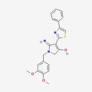 molecular formula C22H21N3O3S B11305097 5-amino-1-(3,4-dimethoxybenzyl)-4-(4-phenyl-1,3-thiazol-2-yl)-1,2-dihydro-3H-pyrrol-3-one 