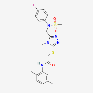 molecular formula C21H24FN5O3S2 B11305098 N-(2,5-dimethylphenyl)-2-[(5-{[(4-fluorophenyl)(methylsulfonyl)amino]methyl}-4-methyl-4H-1,2,4-triazol-3-yl)sulfanyl]acetamide 