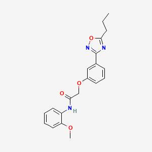 molecular formula C20H21N3O4 B11305138 N-(2-methoxyphenyl)-2-[3-(5-propyl-1,2,4-oxadiazol-3-yl)phenoxy]acetamide 