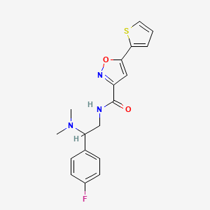 molecular formula C18H18FN3O2S B11305154 N-[2-(dimethylamino)-2-(4-fluorophenyl)ethyl]-5-(thiophen-2-yl)-1,2-oxazole-3-carboxamide 