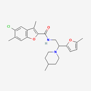 5-chloro-3,6-dimethyl-N-[2-(5-methylfuran-2-yl)-2-(4-methylpiperidin-1-yl)ethyl]-1-benzofuran-2-carboxamide