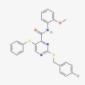 2-[(4-fluorobenzyl)sulfanyl]-N-(2-methoxyphenyl)-5-(phenylsulfanyl)pyrimidine-4-carboxamide