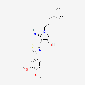 molecular formula C24H25N3O3S B11305218 5-amino-4-[4-(3,4-dimethoxyphenyl)-1,3-thiazol-2-yl]-1-(3-phenylpropyl)-1,2-dihydro-3H-pyrrol-3-one 