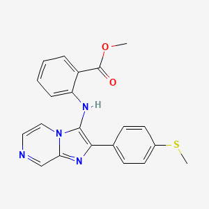 molecular formula C21H18N4O2S B11305226 Methyl 2-({2-[4-(methylsulfanyl)phenyl]imidazo[1,2-a]pyrazin-3-yl}amino)benzoate 