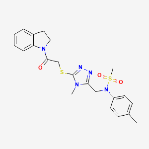 N-[(5-{[2-(2,3-dihydro-1H-indol-1-yl)-2-oxoethyl]sulfanyl}-4-methyl-4H-1,2,4-triazol-3-yl)methyl]-N-(4-methylphenyl)methanesulfonamide